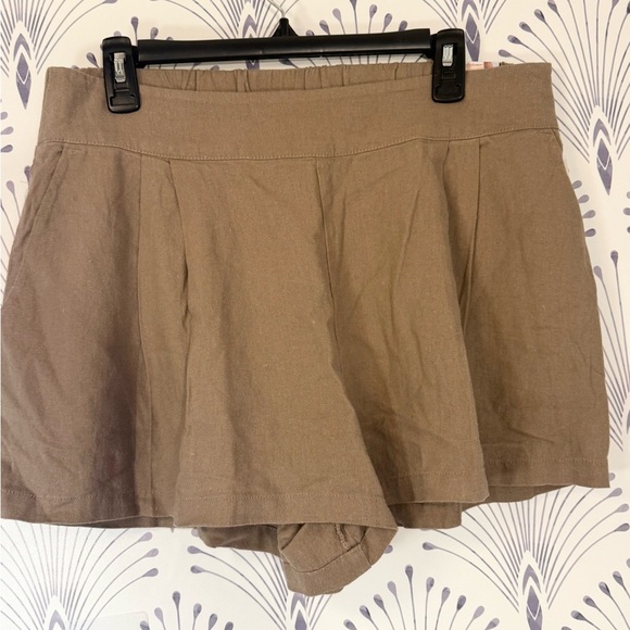 Rewash Pants - Rewash Tan High Waist Shorts with Flowy Fit